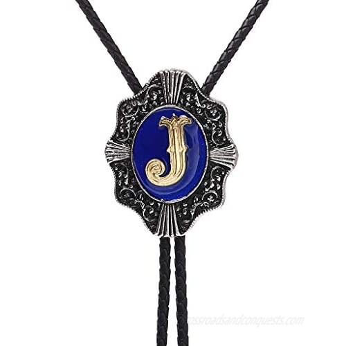 Bolo tie Vintage Initial Letter ABCDMJR to Z Western Cowboy Costume Wedding Bolo ties for Men