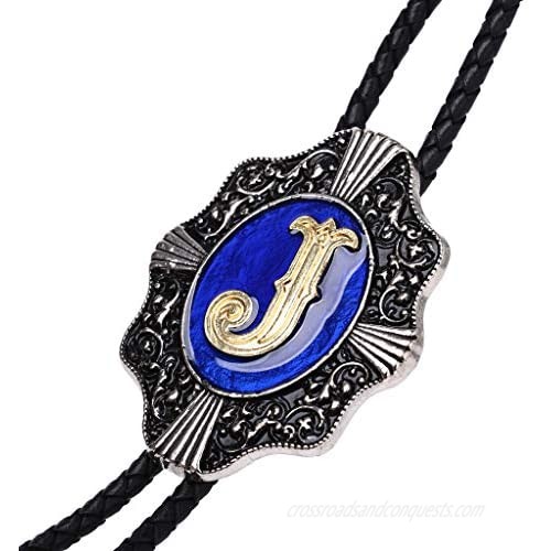 Bolo tie Vintage Initial Letter ABCDMJR to Z Western Cowboy Costume Wedding Bolo ties for Men