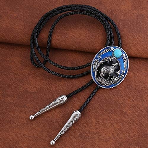 Howling Wolf Bolo ties Native American Western Cowboy Natural Turquoise Bolo ties for Men