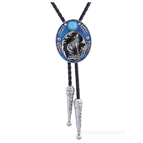 Howling Wolf Bolo ties  Native American Western Cowboy Natural Turquoise Bolo ties for Men