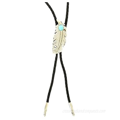M&F Western Bolo Tie Silver Feather/Turquoise One Size