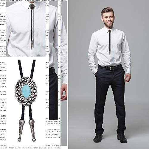 Thunaraz 4Pcs Bolo Tie for Men Leather Necktie Handmade Round Shape Bolo Tie Halloween Costume Accessories Necktie