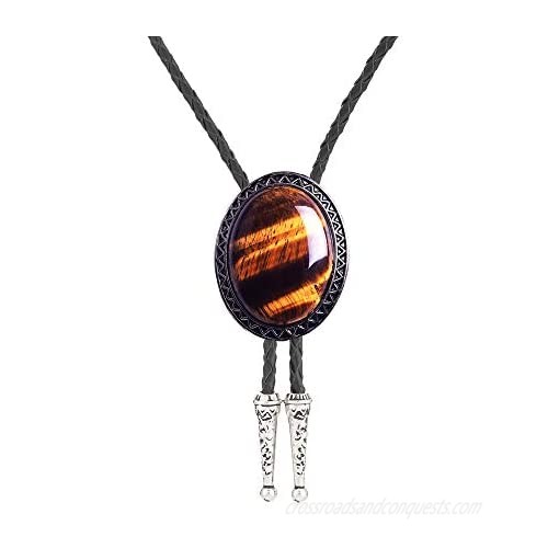 Tochispa bolo tie for man handmade western cowboy alloy natural mix Leather Bolo Tie