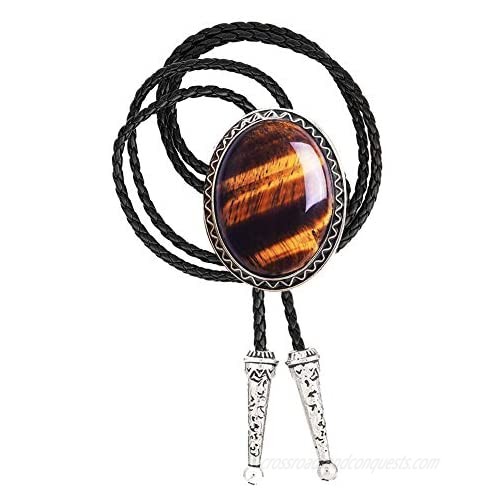 Tochispa bolo tie for man handmade western cowboy alloy natural mix Leather Bolo Tie