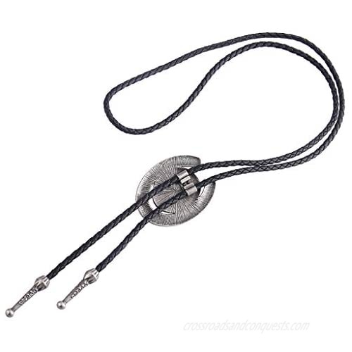 Western Cowboy Bolo Tie for Men Native American Leather Necktie Braided Jewelry