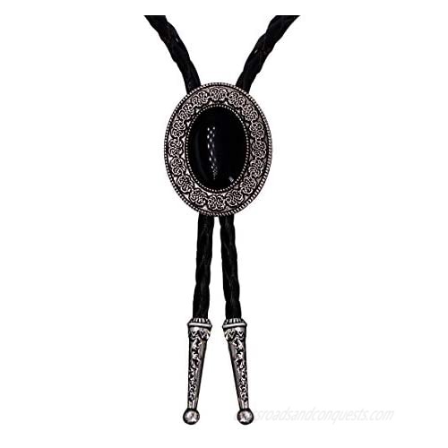 XGALBLA Bolo tie Black Stone Native American Genuine Leather neckties for Men