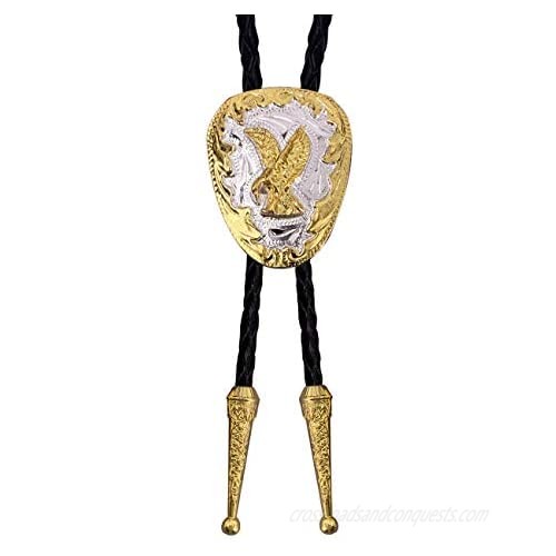 XGALBLA Bolo Tie with Golden Flying Eagle American Western Cowboy Necktie for Men