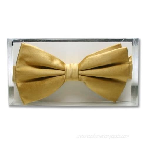 100% SILK BOWTIE Solid GOLD Color Men's Bow Tie for Tuxedo or Suit