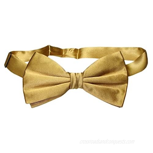 100% SILK BOWTIE Solid GOLD Color Men's Bow Tie for Tuxedo or Suit