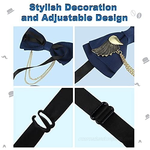2 Pieces Men's Adjustable Bow Tie Pre-Tied Bow Tie Double Layer Neck Bowtie for Party Wedding Dating
