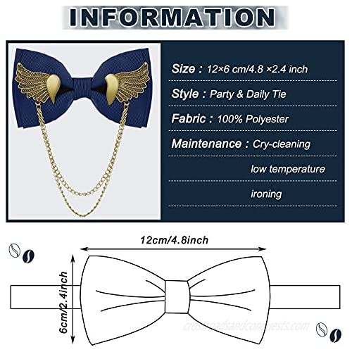 2 Pieces Men's Adjustable Bow Tie Pre-Tied Bow Tie Double Layer Neck Bowtie for Party Wedding Dating