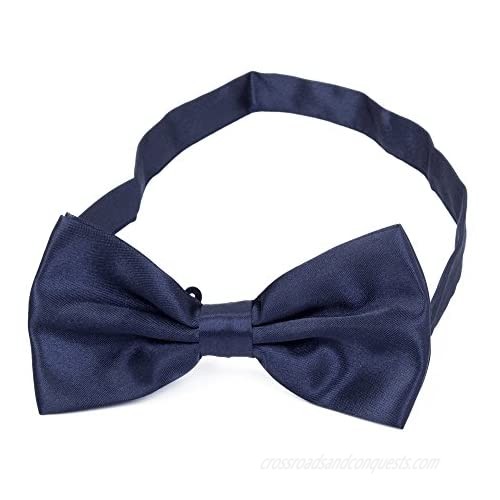 6PCS Men's Bow Tie for Wedding Party - Solid Color Adjustable Pre Tied Bowties