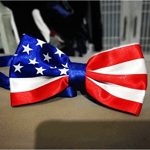 American Flag Design Men's Bow Tie Handmade USA Patriotic Bow-tie 4th of July