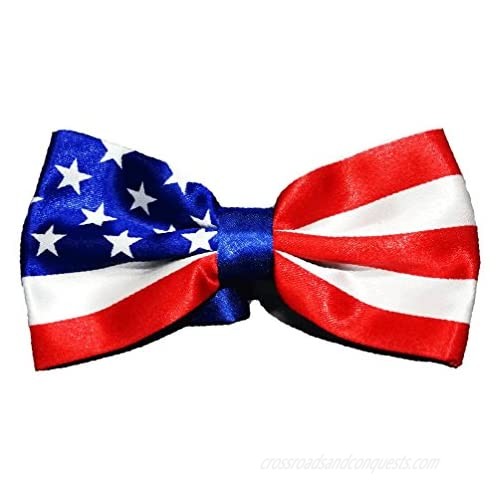 American Flag Design Men's Bow Tie Handmade USA Patriotic Bow-tie 4th of July
