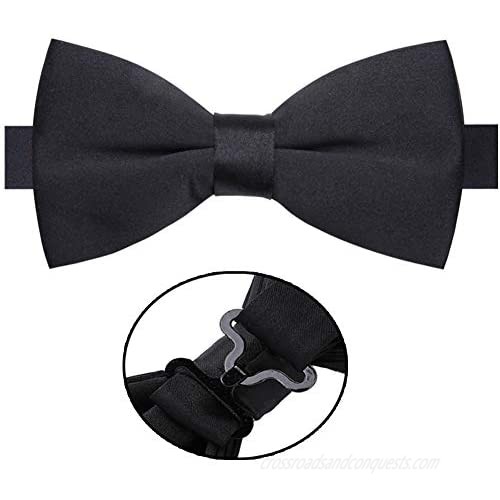 AUSKY Elegant Adjustable Pre-tied bow ties for Men Boys Clip-on Formal Tuxedo Bow Tie for Wedding Party