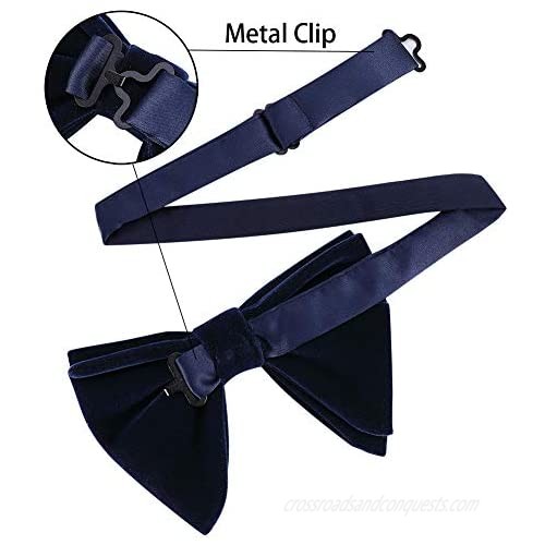 AUSKY Pre-tied Oversized Bow ties Adjustable Velvet Formal Big Bowtie for Men or Boys