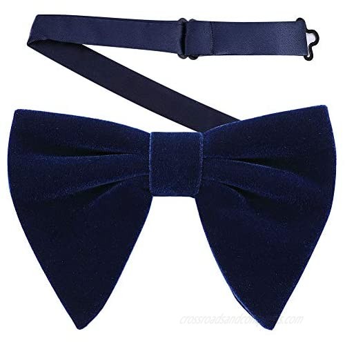 AUSKY Pre-tied Oversized Bow ties Adjustable Velvet Formal Big Bowtie for Men or Boys