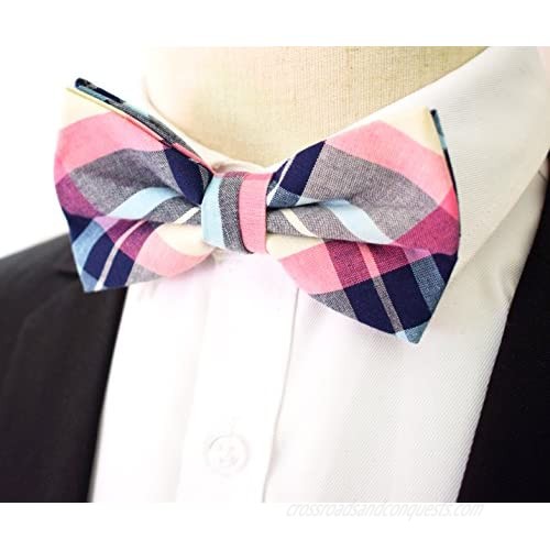 Carahere Mens Novel Plaid Bow Ties Adjustable Pre Tied Bow Ties For Men Lattice Bow Tie