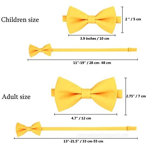 Classic Pre-Tied Mens Bow Ties Formal Adjustable Solid Tuxedo Bowtie for for Adults & Children