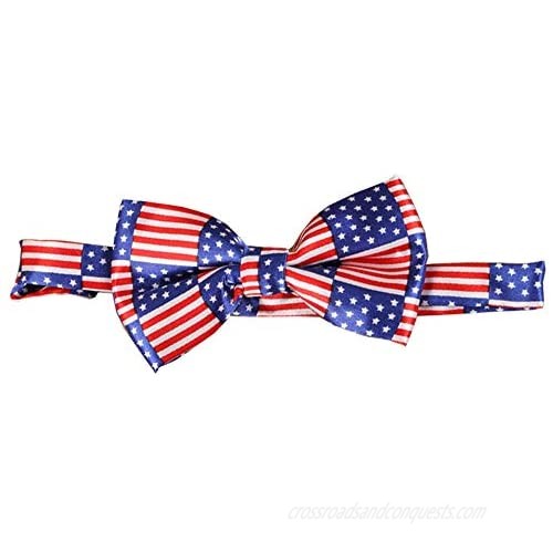 D&L Menswear Men's Pre-Tied American Flag Pattern Bow Tie Adjustable Neck Bowtie