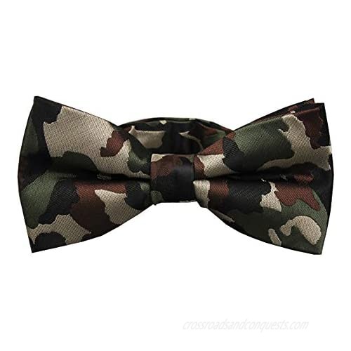 D&L Menswear Men's Pre-Tied Army Camo Bow Tie  Green  Black  Brown  Beige  Large