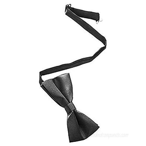Formal Black Satin Banded Men's Elegant Bow Tie With Gift Box