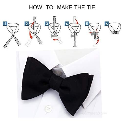 iHomor 100% Silk Mens Bowtie Self Tie Bow Tie Bowtie Tuxedo Wedding Solid Color Formal Bow Ties for Man Many Colors