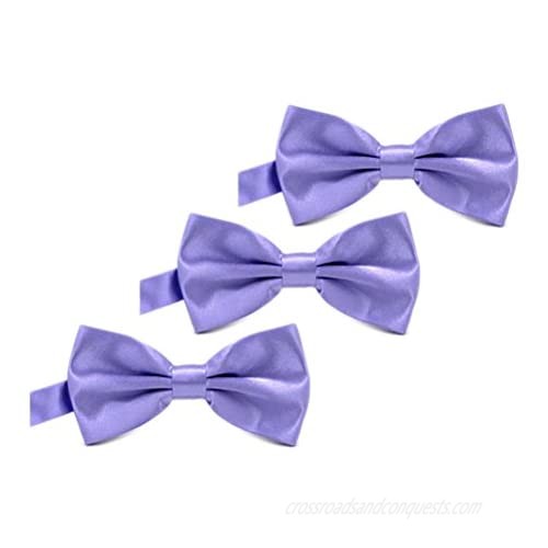 IvyFlair 3-Pack Pre Tied Adjustable Satin Formal Tuxedo Solid Bowties Bow Tie