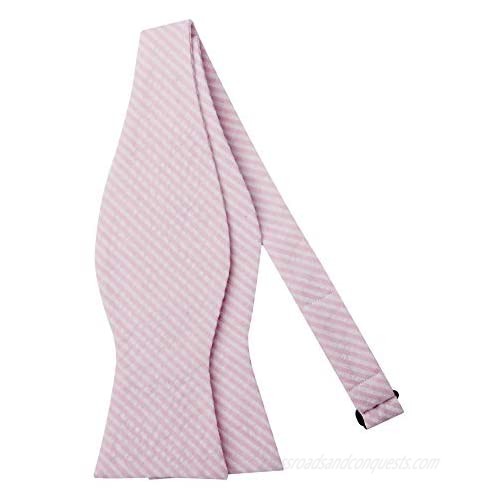 Jacob Alexander Men's Seersucker Striped Pattern Self-Tie Bow Tie