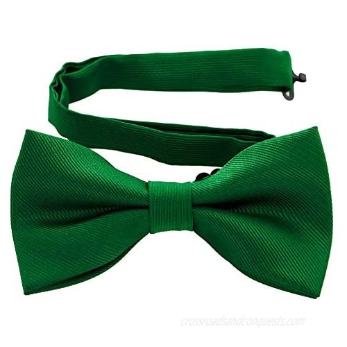 JEMYGINS Solid Color Bow Tie and Pocket Square With Cufflinks Sets for Men
