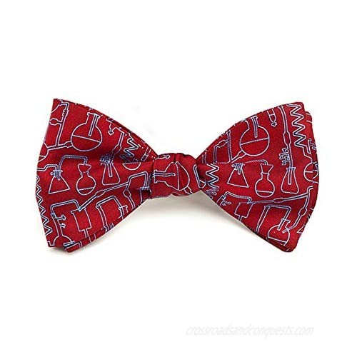Josh Bach Men's Science and Chemistry Self-Tie Silk Bow Tie in Red  Made in USA