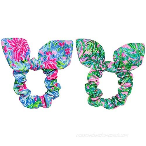 Lilly Pulitzer 2-Pack Women's Hair Tie Scrunchie with Bow Detail Bunny Business & Suite Views