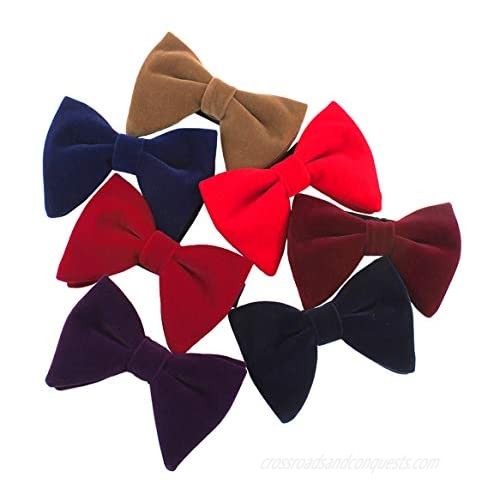 Lovacely Mens Oversized Velvet Bow Tie Solid Color Formal Tuxedo Pre-Tied Big Bowtie