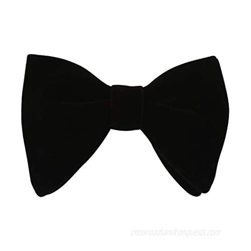 Lovacely Mens Oversized Velvet Bow Tie Solid Color Formal Tuxedo Pre-Tied Big Bowtie