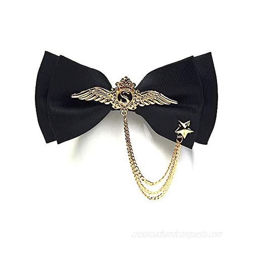 Manoble Men's Adjustable Bow tie Gold Metal Wings Chain Two Layer Neck Bowtie