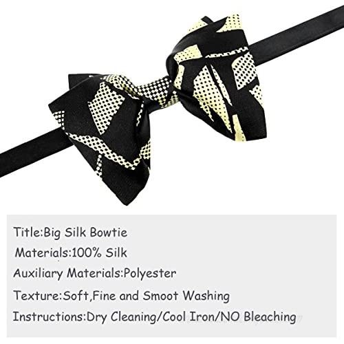 Mens 100% Silk Oversized Pre-tied Bowtie Handmade Solid Formal Tuxedo Big Bow Ties