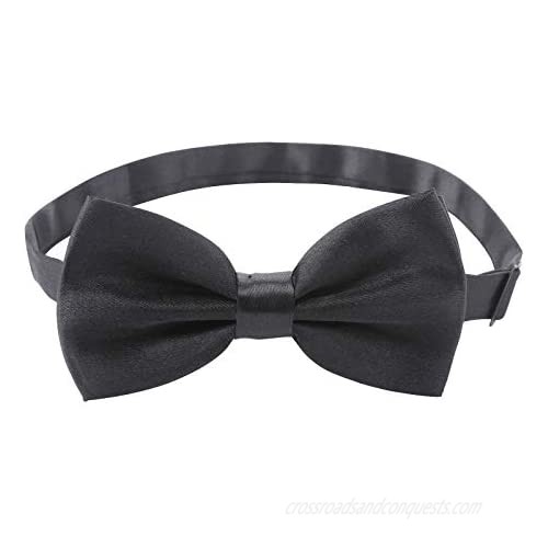 Men's Bow Tie for Wedding Party - Solid Color Adjustable Tuxedo Bowtie Classy Silk Pre Tied Formal Bowties