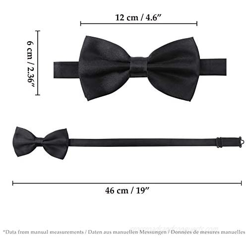 Men's Bow Tie for Wedding Party - Solid Color Adjustable Tuxedo Bowtie Classy Silk Pre Tied Formal Bowties