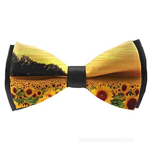 Men's Pre Tied Bow Ties for Wedding Party Beautiful Sunset Sunflowers Adjustable Bowties