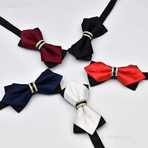 Men's Pre-Tied Rhinestone Wedding Party Bow Tie Adjustable Length Bowtie Formal Event Necktie