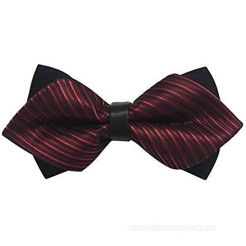 Mens Sharp-angled PU Leather Bowtie Classical Pre-tied Ties Tuxedo Bow Ties