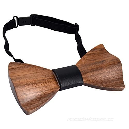 Mr.Van Natural Wood Bow Ties Handcrafted Wooden Adjustable Bowties with Gift Box Gifts for men