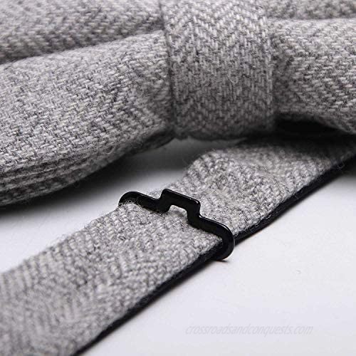 Mumusung Men's Woolen Core Solid Bowtie