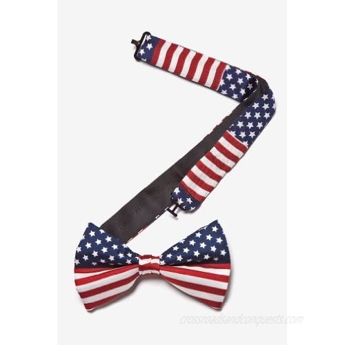 Navy Blue Silk Bow Tie | American Flag Pretied Bow Tie
