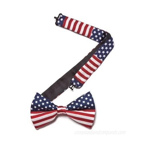 Navy Blue Silk Bow Tie | American Flag Pretied Bow Tie