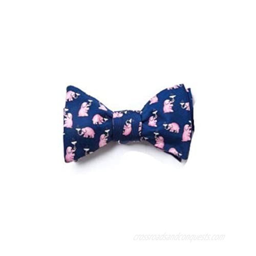 Navy Blue Silk Bow Tie | Pink Elephants Self Tie Bow Tie