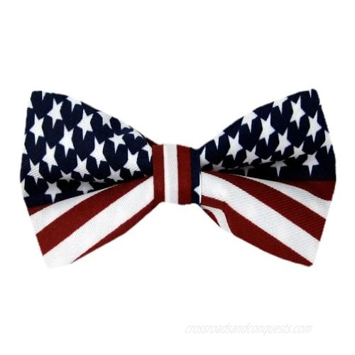 PBT-FLAG - Red - White - Blue - American Flag Pre Tied Bow Tie