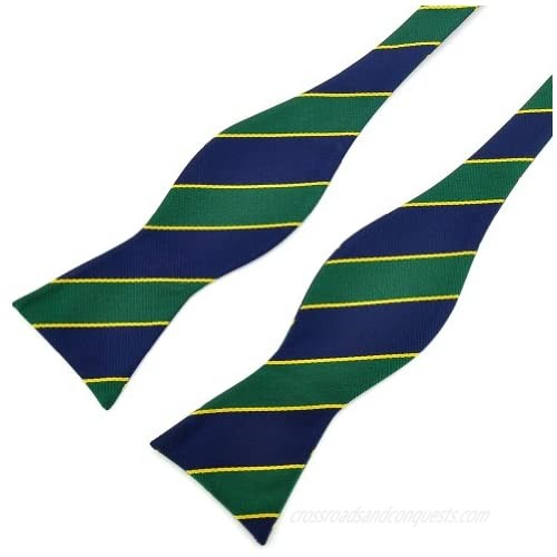 PenSee Mens Self Bow Tie Classic Stripe Woven Silk Bowties