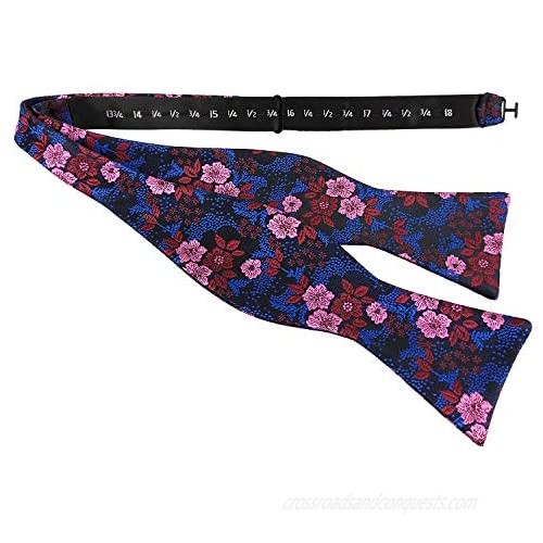 PenSee Mens Self Bow Tie Modern Floral Woven Silk Bow Ties