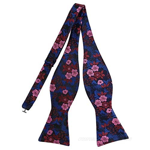 PenSee Mens Self Bow Tie Modern Floral Woven Silk Bow Ties